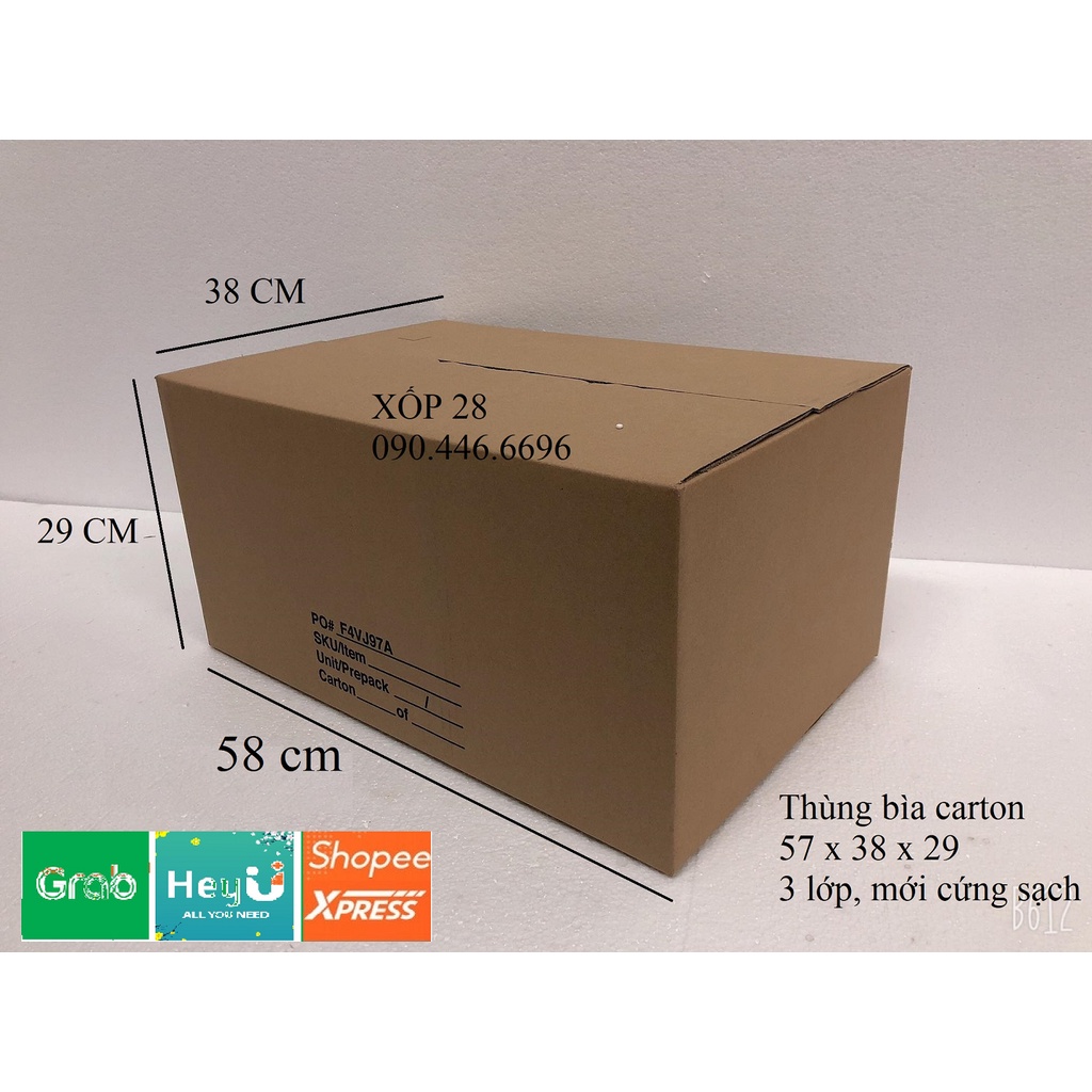 58x38x29 mới cứng 3 lớp hộp thùng giấy bìa carton dùng đóng gói hàng hóa chuyển nhà giá rẻ to nhỏ vừa