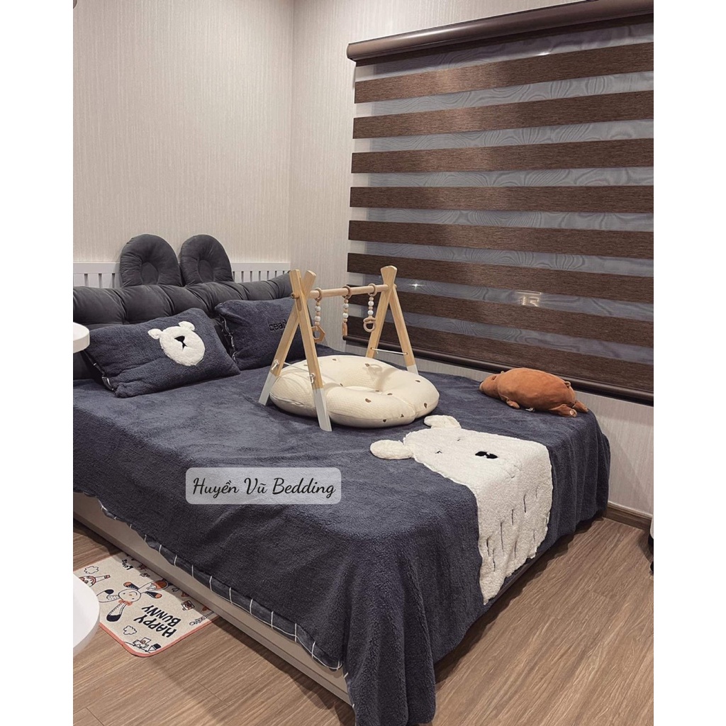 Gấu - thỏ siêu mềm xinh lịm tim - bộ chăn ga gối nỉ nhung Chăn Ga Gối Đệm Huyền Vũ