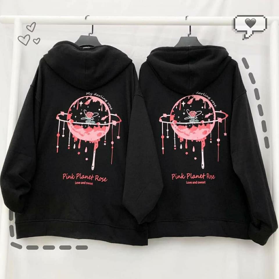 Áo Khoác Nỉ Planet Rose Đen | BigBuy360 - bigbuy360.vn