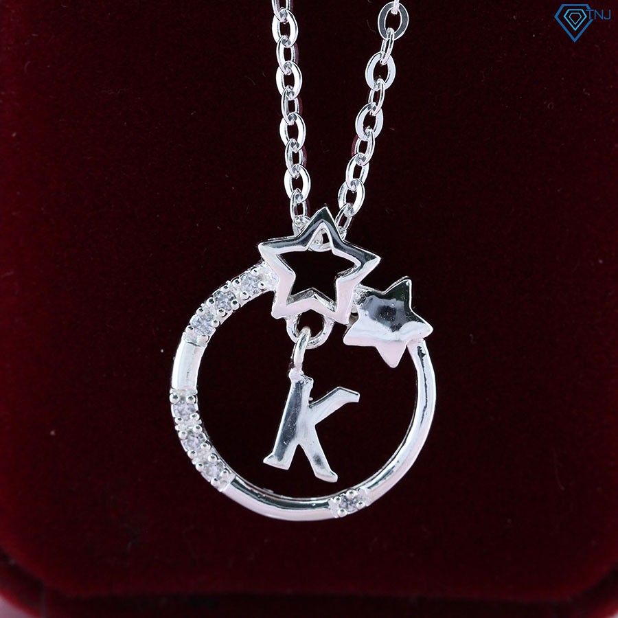 Dây chuyền bạc nữ mặt trăng sao khắc tên chữ K DCN0286 Trang Sức TNJ