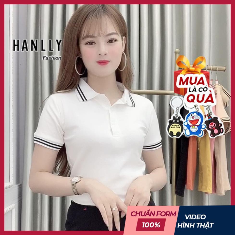 Áo Thun Polo Nữ Trơn Basic Tay Ngắn Cổ Bẻ Cotton Trẻ trung - Hanlly Fashion A21 !