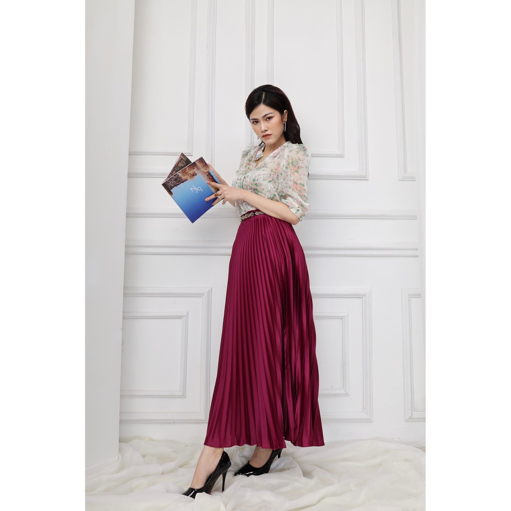 Chân váy xếp ly Olioli Fashion (Dáng Midi, lụa satin) | BigBuy360 - bigbuy360.vn