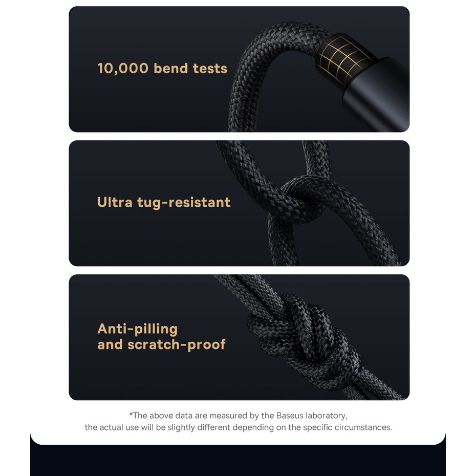 Dây Cáp Baseus 3 Trong 1 USB Sang M+C+L Cho Samsung iPhone Huawei