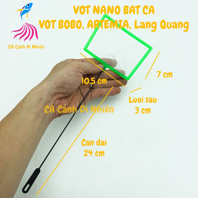 Vợt NANO bắt cá VUÔNG LƯỚI NHỎ vớt bobo, artemia, lăng quăng