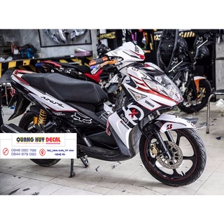 Tem trùm Nouvo 5 trắng đỏ đen - Độ dán team trùm decal xe máy Nouvo SX trắng đỏ đen - Team trùm decal xe máy Nouvo rẻ đ