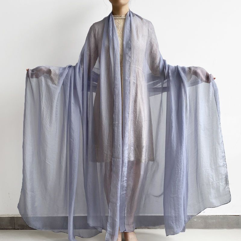 Khăn Choàng Dài Chống Nắng Bằng Vải Voan Màu Trắng Trơn Thời Trang Đi Biển Mùa Hè Dành Cho Nữ