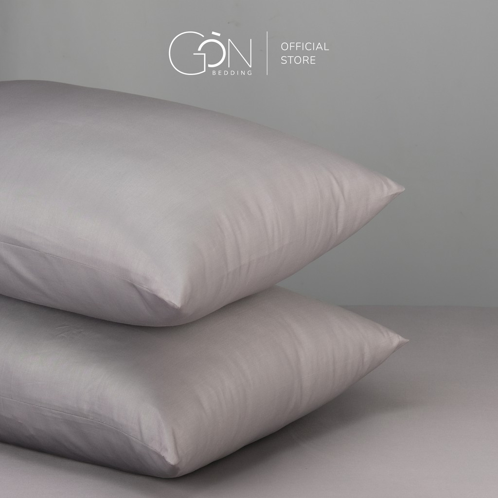 [Nhiều kích thước] Vỏ Gối Nằm Gòn Bedding Cotton Satin Hàn Quốc Màu Xám - 01 cái