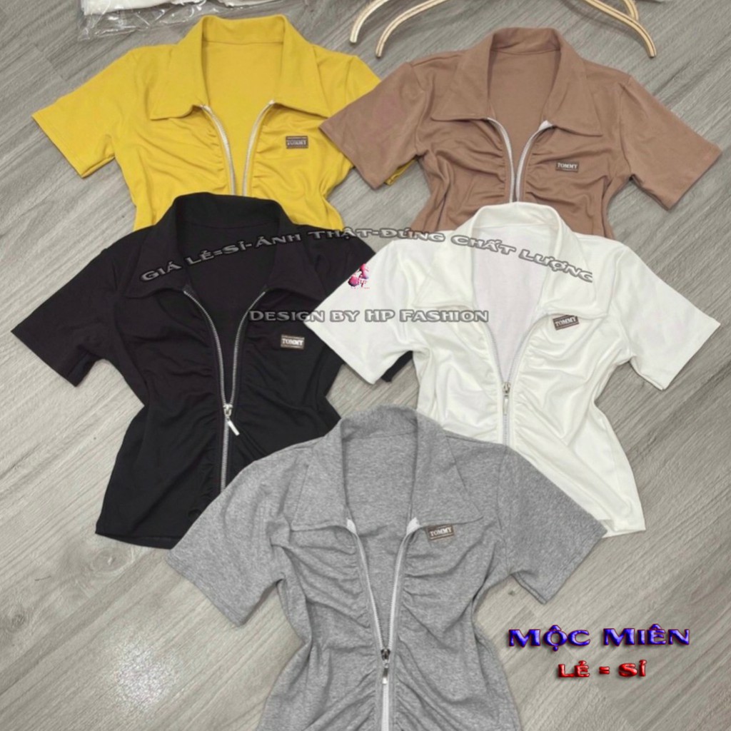 Áo thun nữ kiểu dáng croptop ôm body cổ bẻ polo dây kéo cực dễ thương mẫu mới thời trang nữ 2021 | BigBuy360 - bigbuy360.vn