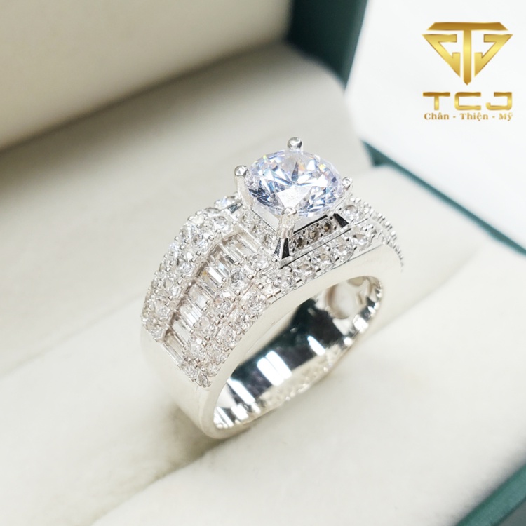 Nhẫn Nam bạc ý 925 đính đá sang trọng cá tính RM0217 Trăng sức Toàn Cầu TCJ
