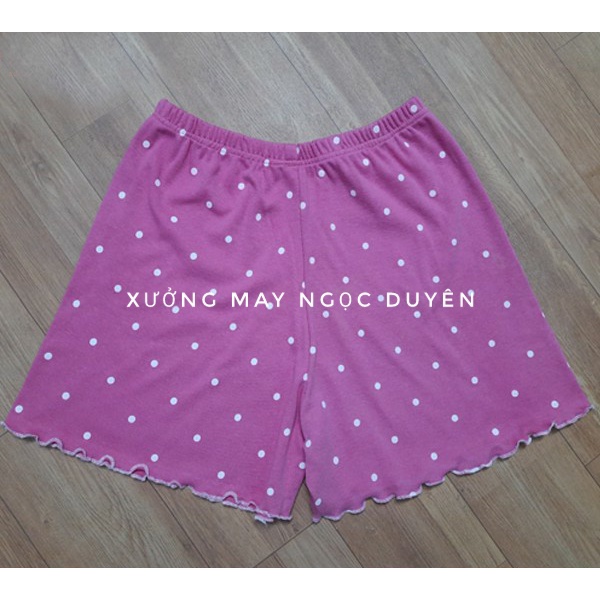 Quần đùi ngủ nữ bigsize dáng ngắn cạp chun viền bèo sóng cute kiểu thái - Chất vải cotton mềm mát co giãn mặc ở nhà