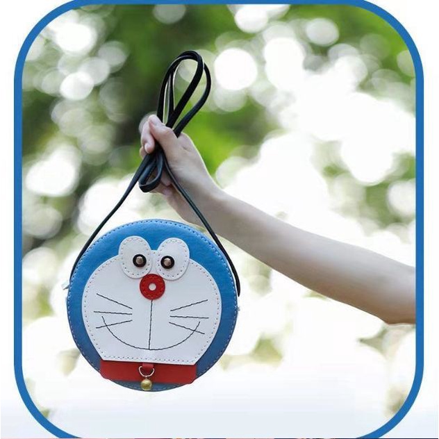 Nguyên liệu làm túi tròn đeo chéo/ một bên vai phong cách hoạt hình Doraemon thủ công DIY