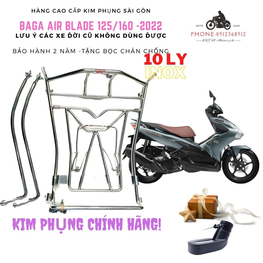 Baga Air Blade 2023 10ly Inox, AB 2023 Titan 7 màu Bắt Chân Dễ Lắp _tặng Bọc Chân Chống