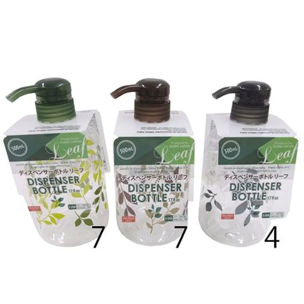 Daiso Chai Đựng Xà Phòng Dispenser Bottle 500Ml Leaf