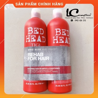 Cặp dầu gội-dầu xả Tigi Bed Head đỏ❤️CHUẨN AUTH 100%❤️siêu phục hồi hư tổn cho tóc-suôn mượt-cho mái tóc bồng bềnh 750ml