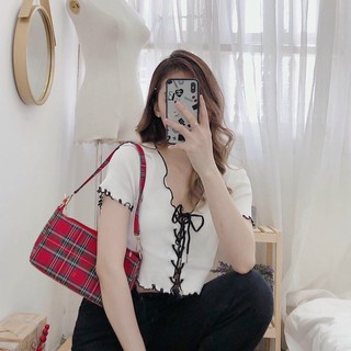 🔅áo croptop gân cuốn biên đan dây cực xinh