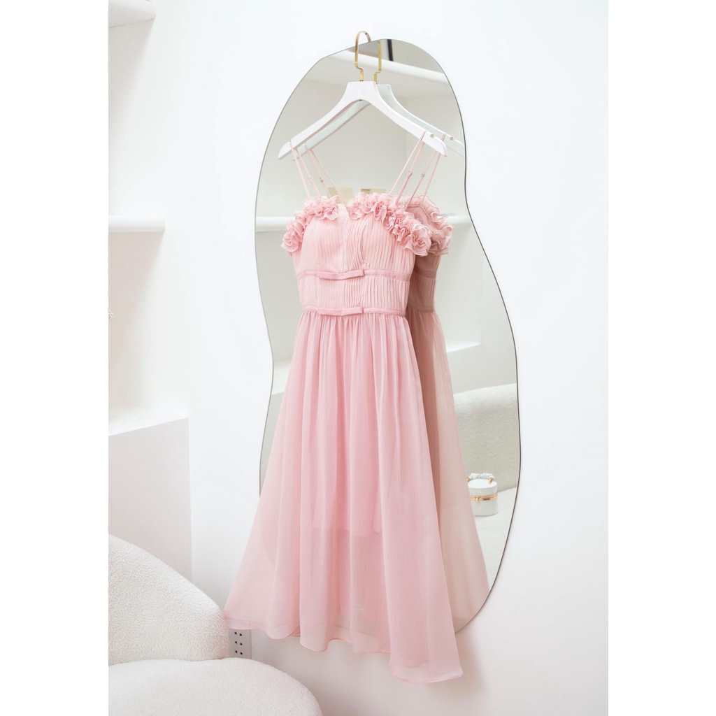 SÒ VINTAGE - DOLY Đầm dây xếp ly bèo ngực