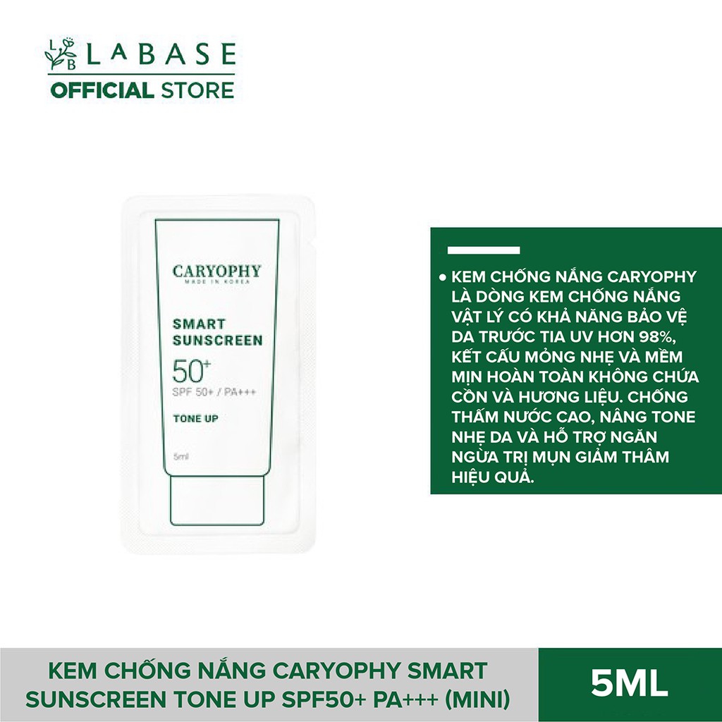 Kem chống nắng thông minh Caryophy Smart Sunscreen Tone Up SPF50+ PA+++ 5ml (Sample) - Hàng Nhập Khẩu