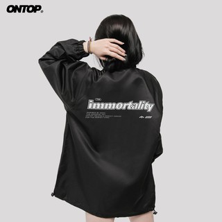 Áo khoác dù local brand form rộng màu đen local brand ONTOP Immortality Type Logo