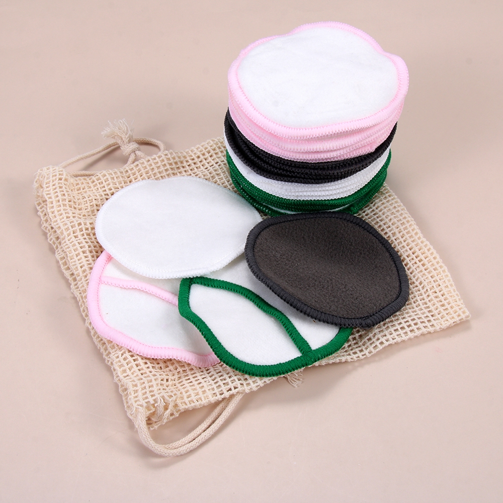 Set 5 bông tẩy trang kèm túi đựng để giặt tái sử dụng tiện dụng