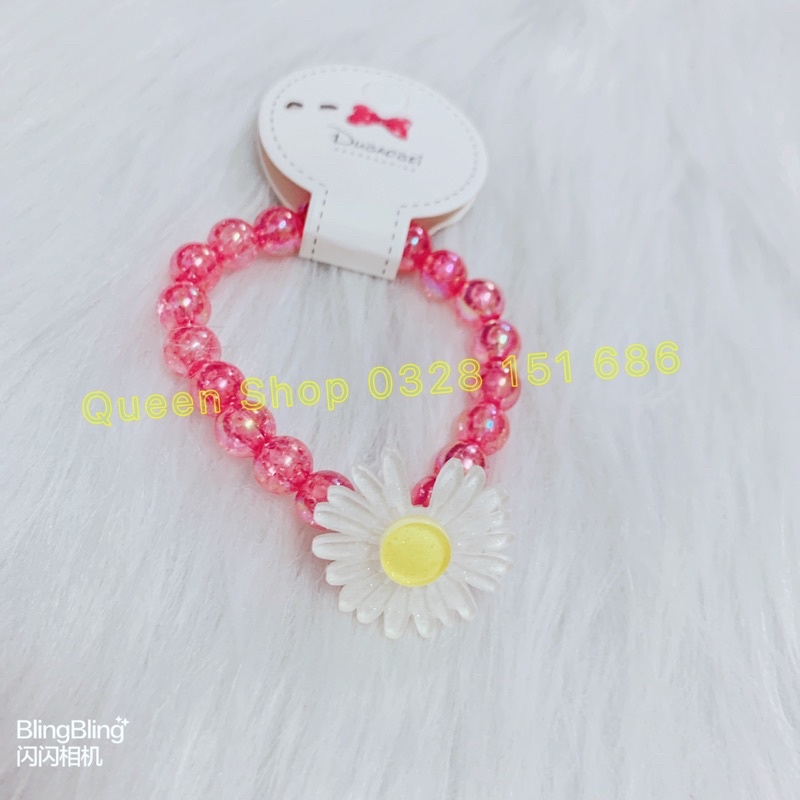 Vòng đeo tay chuỗi hạt nhiều màu sắc hình bông cúc siêu dễ thương cho bé