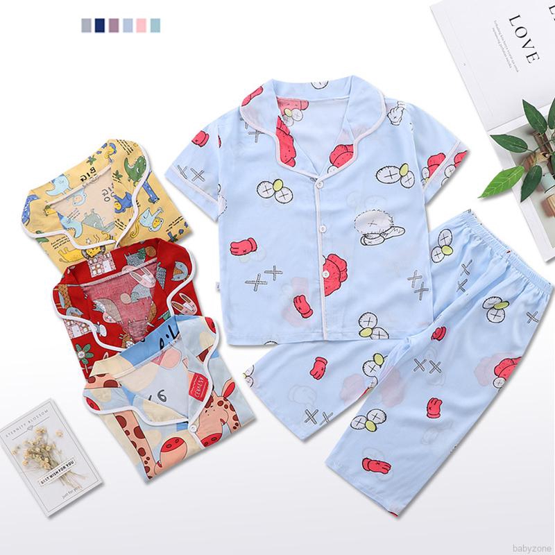 Bộ đồ ngủ tay ngắn in họa tiết hoạt hình đáng yêu cho bé trai