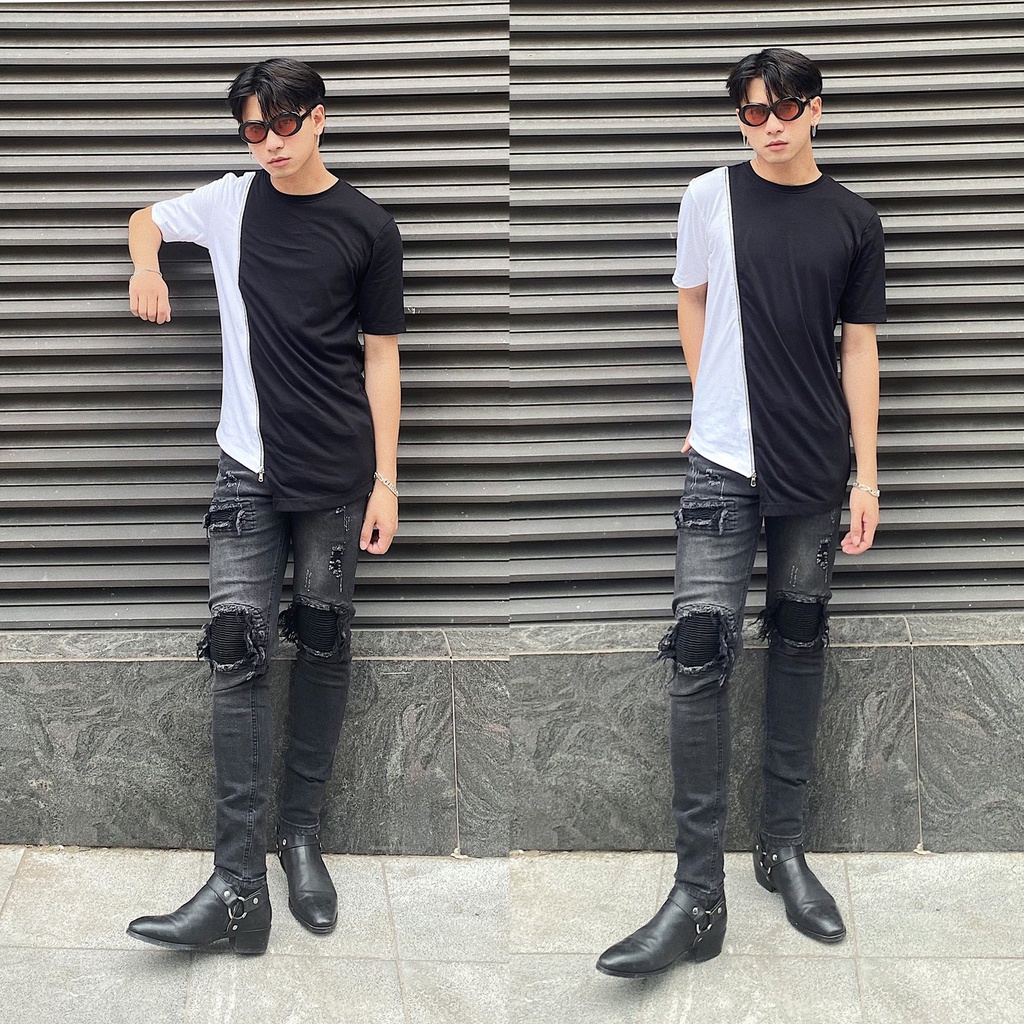 Quần jean biker nam Lexuza 0113