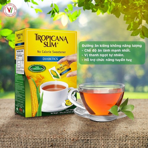 Đường bắp Tropicana Slim Diabetics (Hộp 50 gói x 2g) - Đường ăn kiêng, cho người tiểu đường