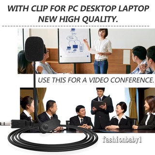 【FB】New 3.5mm Mini Studio Speech Mic Microphone W/ Clip For PC Desktop Notebook