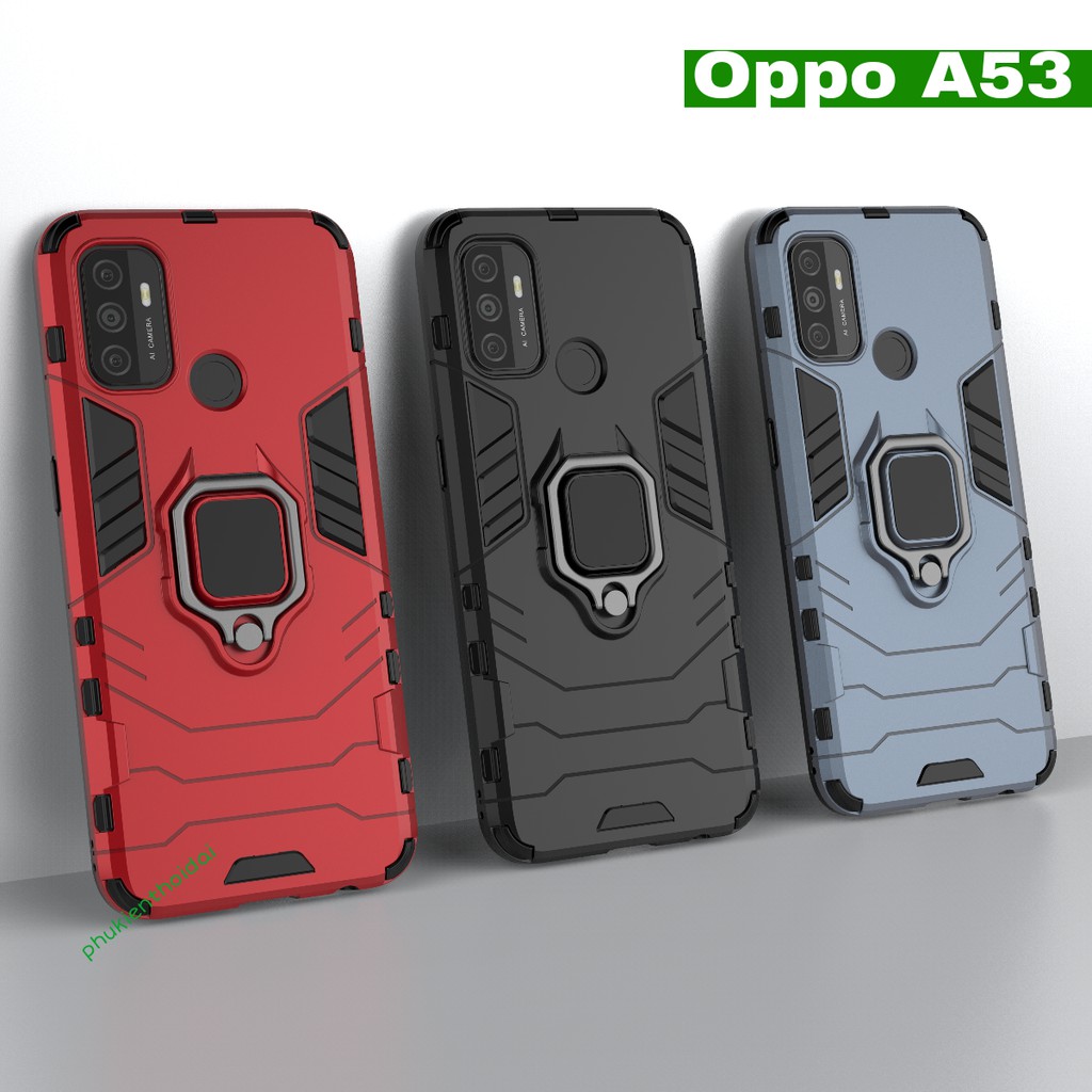 Ốp lưng Oppo A53 / A54 4G / A74 4G Iron Man Iring chống sốc va đập mạnh giá đỡ mặt lưng xem phim