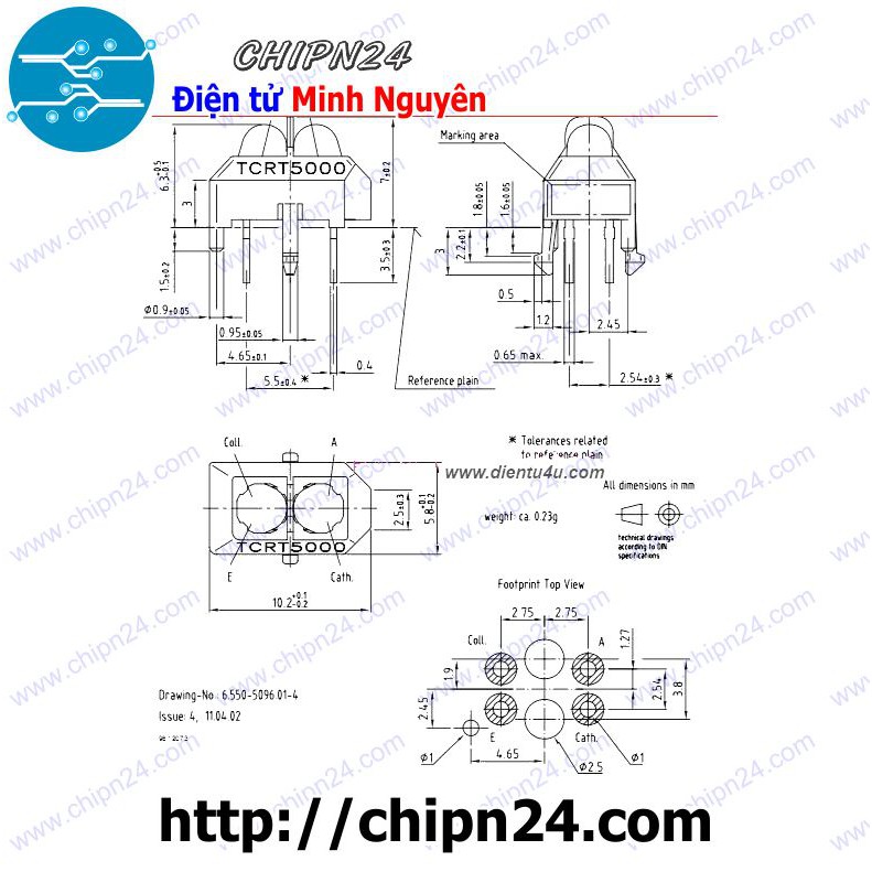 [1 CÁI] Module Cảm biến Hồng ngoại TCRT5000 V1 - Cảm biến phát hiện vật cản dò đường V1