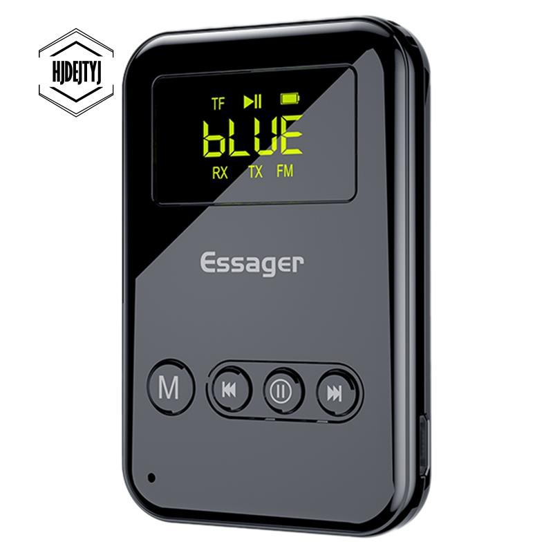 ESSAGER Bluetooth 5.0 Audio Transmitter Receiver 3.5mm Jack Aux Audio Wireless Adapter for PC TV Headphone Car