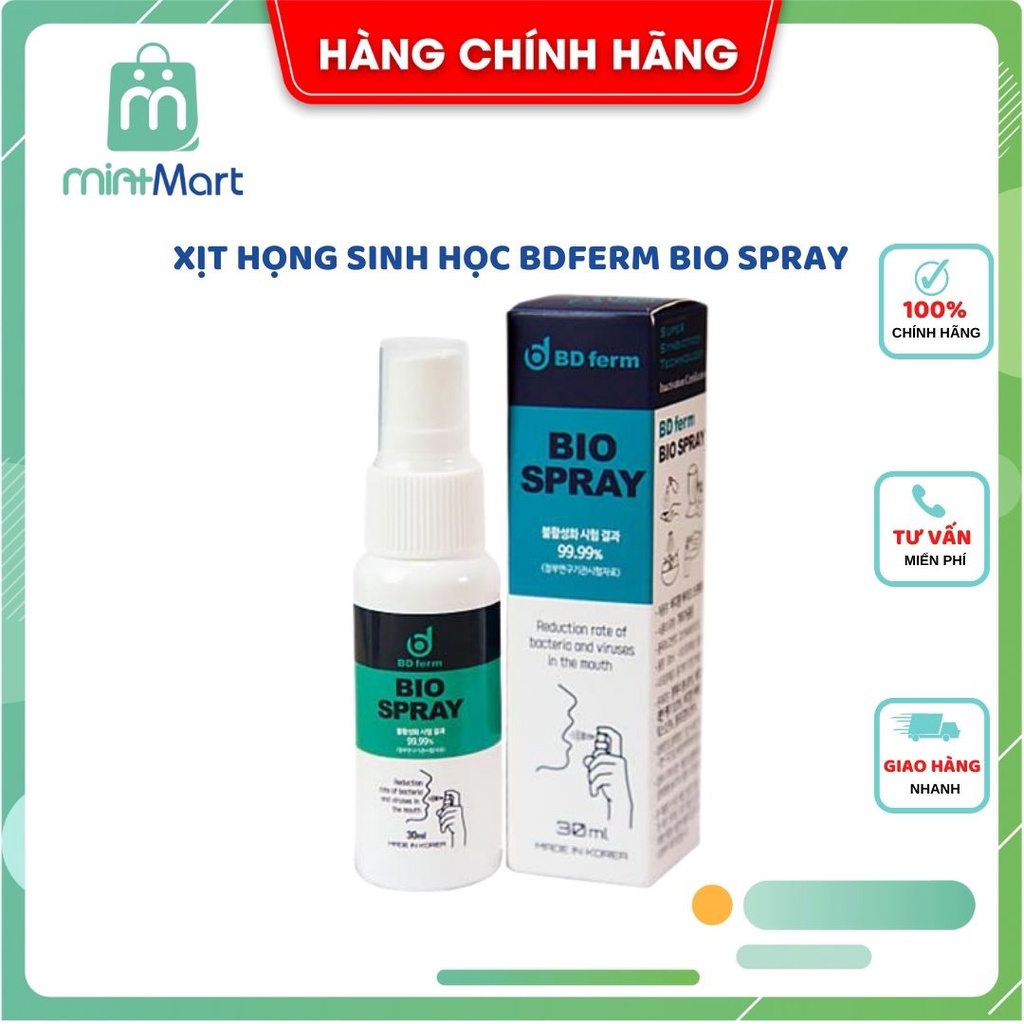 Xịt họng sinh học BIO SPRAY Bdferm Hàn Quốc 30ml, xịt khử khuẩn sinh học tăng cường miễn dịch nhập khẩu chính hãng