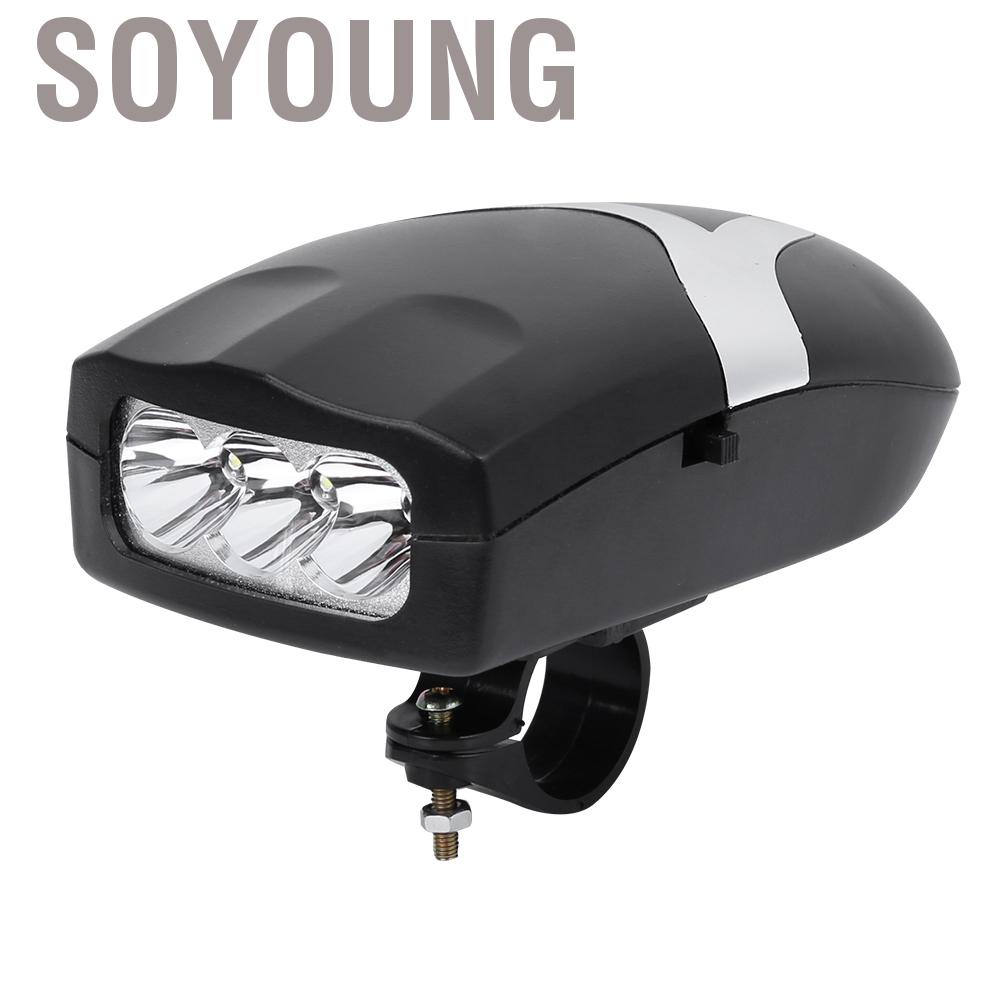 Đèn Pha Led 3 Bóng Có Còi Chống Thấm Nước Gắn Phía Trước Xe Đạp