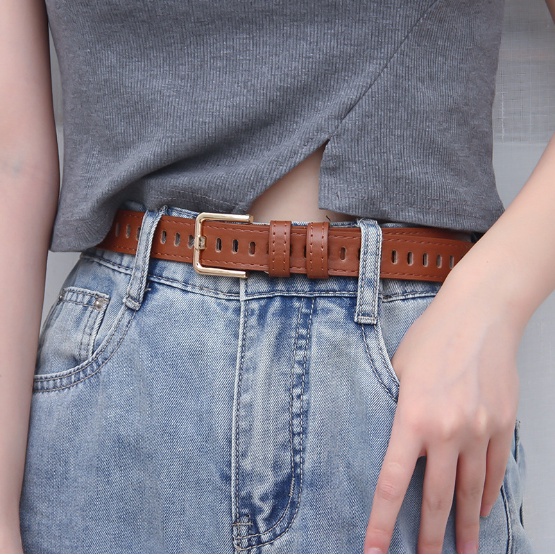 Thắt lưng nam nữ thời trang dây nịt nữ bản nhỏ 2.3 cm chất da PU hàng Quảng Châu cao cấp