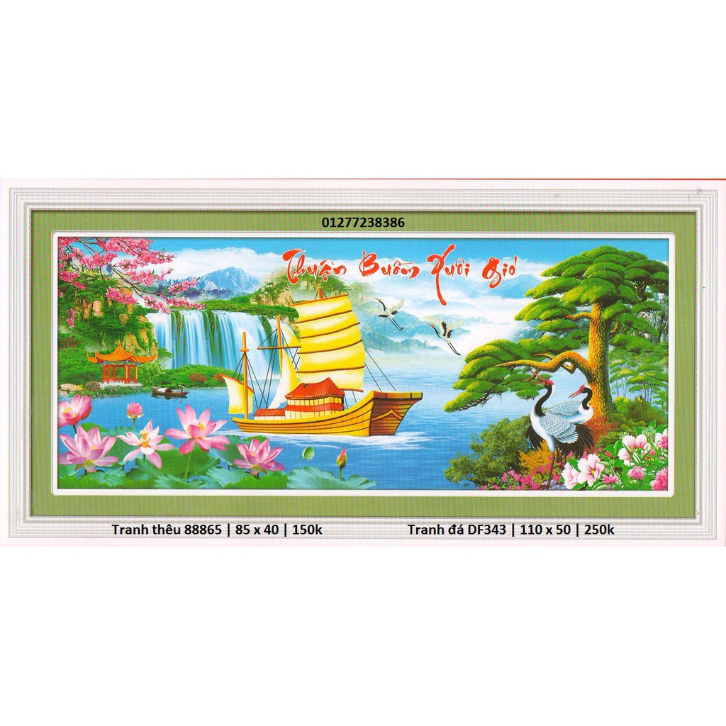 Tranh thêu chữ thập phong cảnh thuận buồm xuôi gió 88865 (KT: 85 x 40 cm)