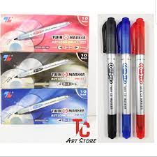 Bút lông dầu thiên long 2 đầu nét nhỏ không xóa được pm - 04 màu đỏ/xanh/đen -  đồ dùng văn phòng - HOKAMI STORE