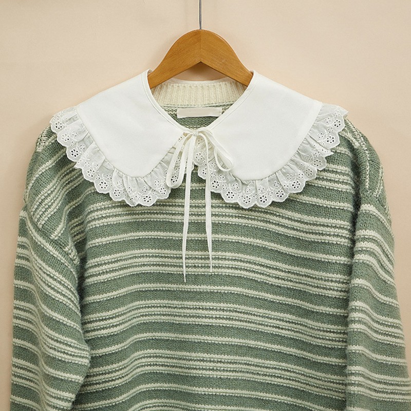 Cổ áo búp bê giả viền bèo ren hoa đục lỗ trang trí phong cách nữ sinh Nhật Bản