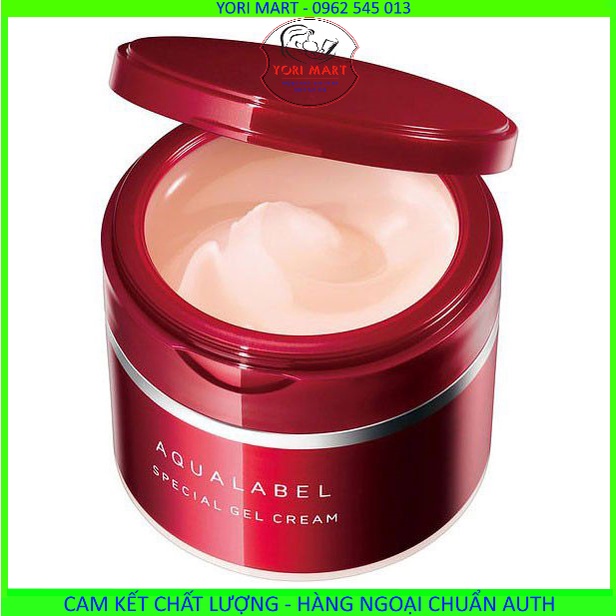 Kem dưỡng 5 trong 1 Shiseido Aqualabel 90g màu đỏ và màu vàng Nhật Bản
