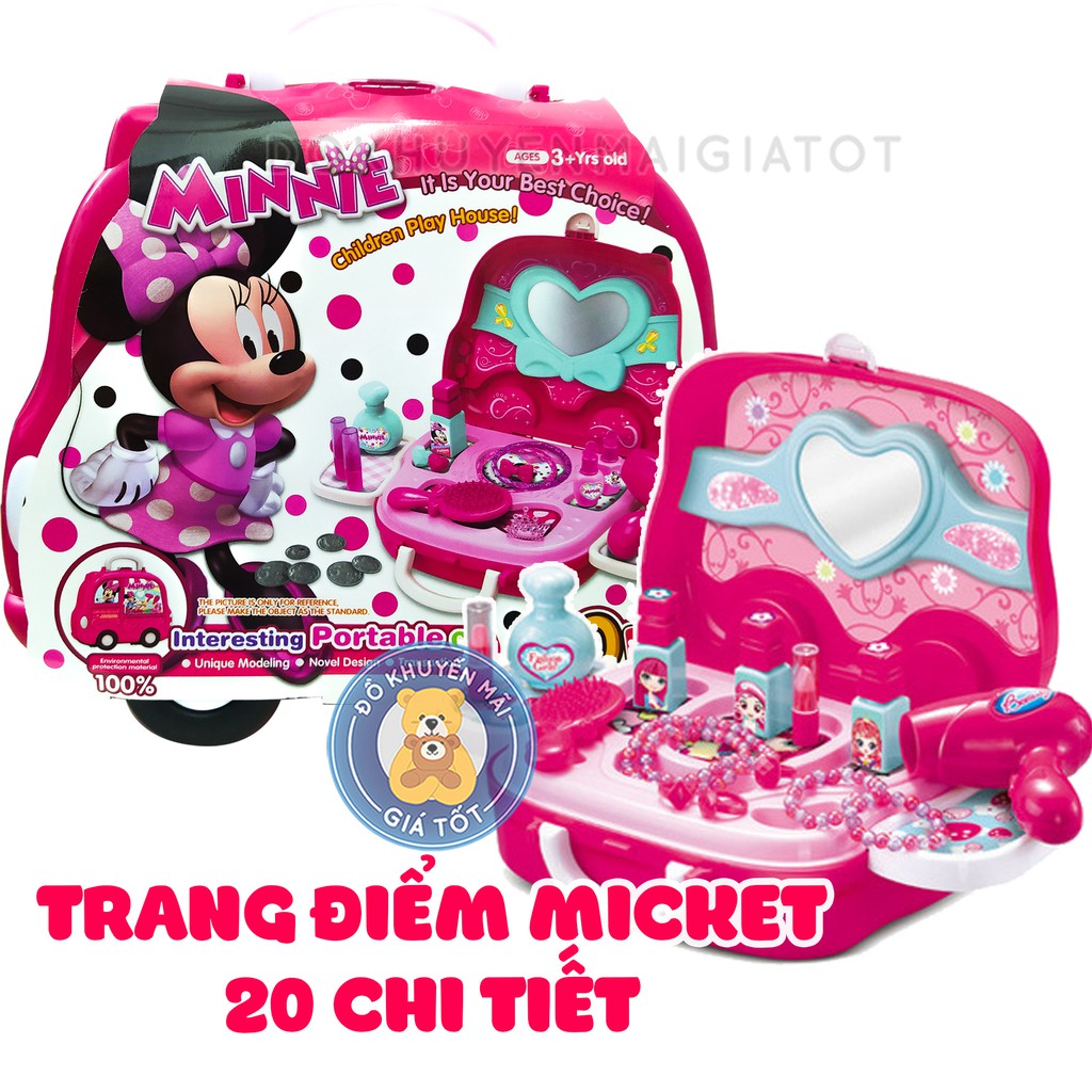 Bộ đồ chơi trang điểm cho bé gái 20 chi tiết hình chuột hồng đáng yêu WD-S37
