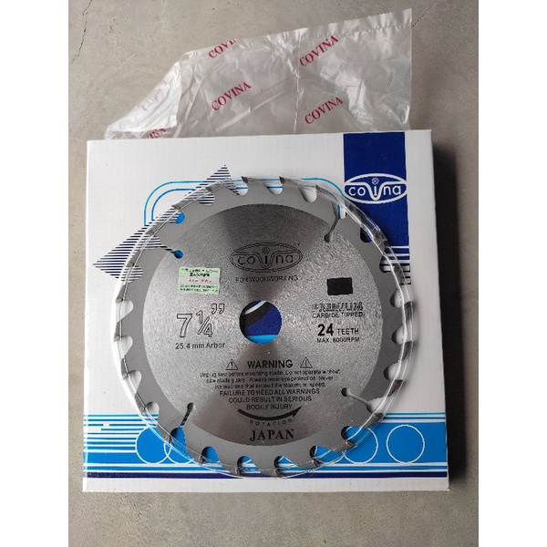 Lưỡi cưa gỗ hợp kim covina 185mm 1 tấc 8  1t8 1,8 tấc 71/4inch 7,25 inch 24 răng xịn rẻ đẹp lưỡi cắt gỗ loại 1