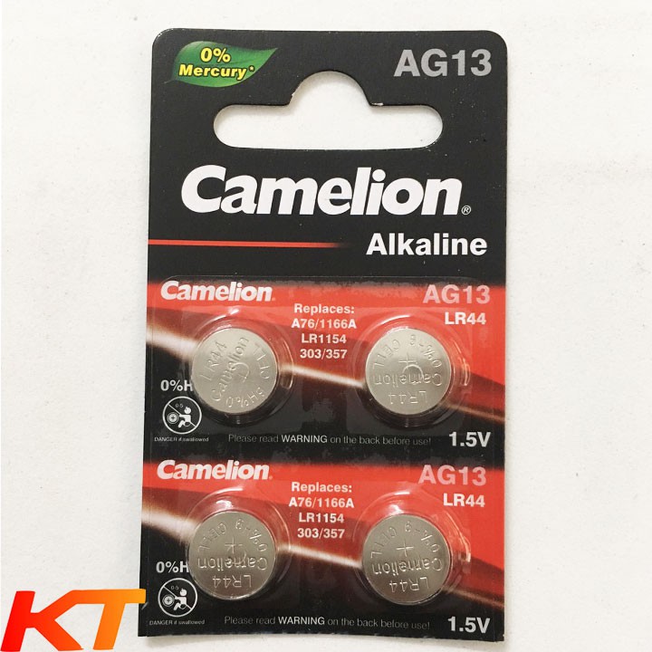 Pin LR44, AG13,LR1154, Camelion Plus Alkaline (vỉ 4 viên)