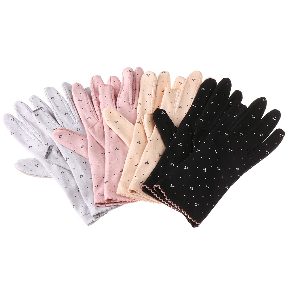 ☆YOLA☆ Women Thin Mittens Elastic Full Finger Gloves Cyclist Gloves Anti-UV Sunscreen Spring Summer Cotton Non Slip Driving Guantes/Multicolor