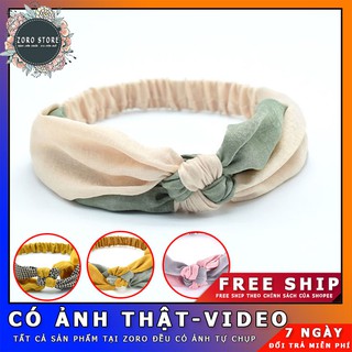 Băng đô turban cài tóc vải cao cấp hàn quốc cho nữ, phối màu vintage dễ thương
