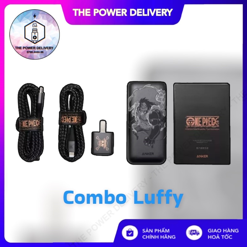 Bộ Sạc Anker One Piece Luffy 4in1 Chính hãng Gồm Cáp Sạc Pin Dự phòng A2633 A9541 A9540 A9514 - Bảo hành 12 tháng