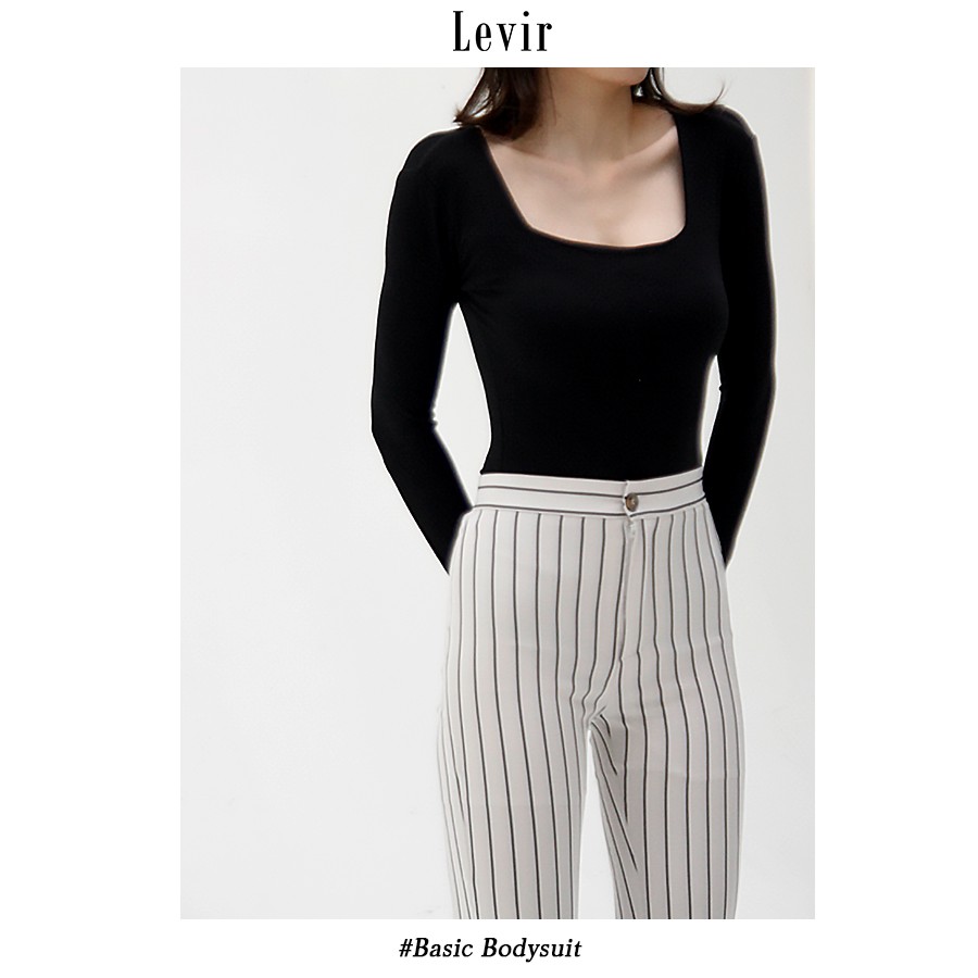 Áo Bodysuit ôm trơn cổ vuông dài tay nữ BASIC LEVIR | BigBuy360 - bigbuy360.vn