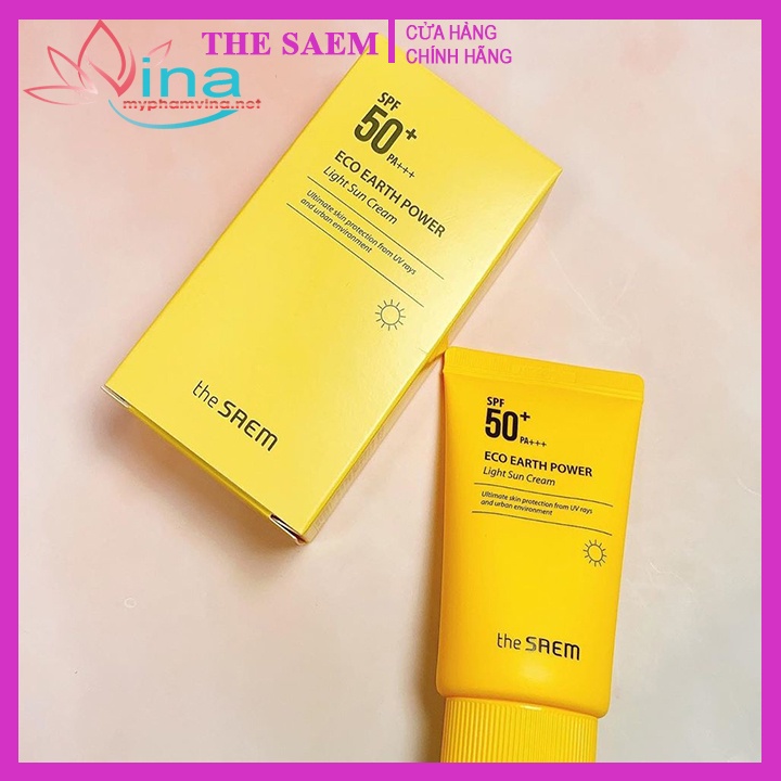 Kem chống nắng the saem eco earth power light sun cream spf50+ pa+++ (VÀNG)