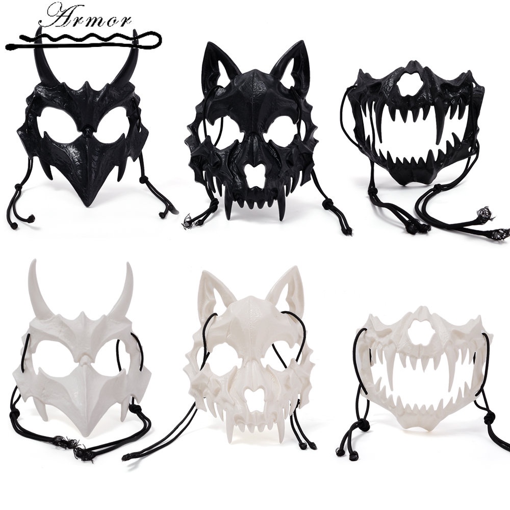 Mặt Nạ Hóa Trang Halloween Hình Bộ Xương Quỷ Răng Dài Sáng Tạo