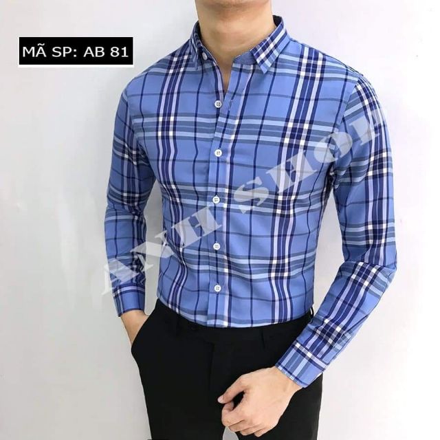 Aó sơ mi nam kẻ BUBERRY nhiều màu hàng hộp may kĩ không xù không nhăn cực chất