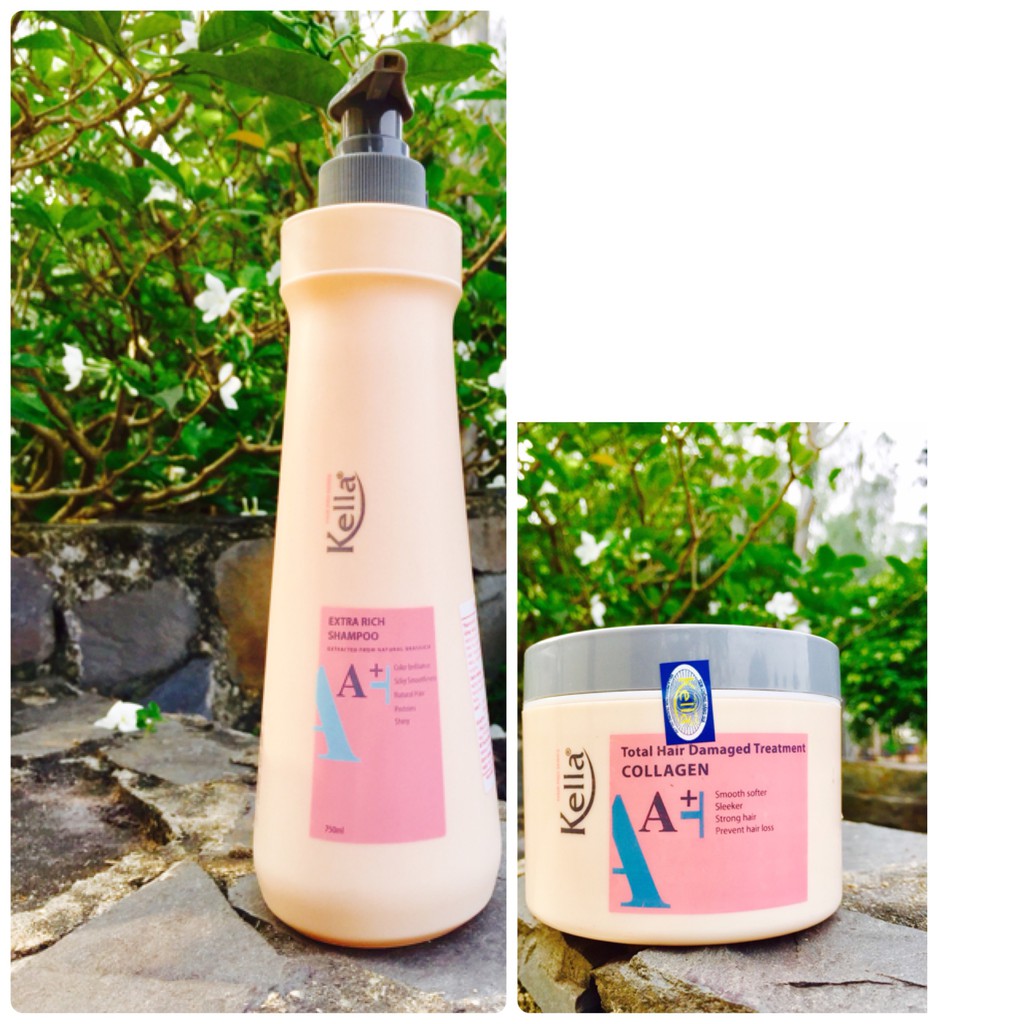 Cặp dầu gội và hấp dầu tóc hư tổn Extra Rich Kella A+ dành cho tóc khô xơ, chẻ ngọn