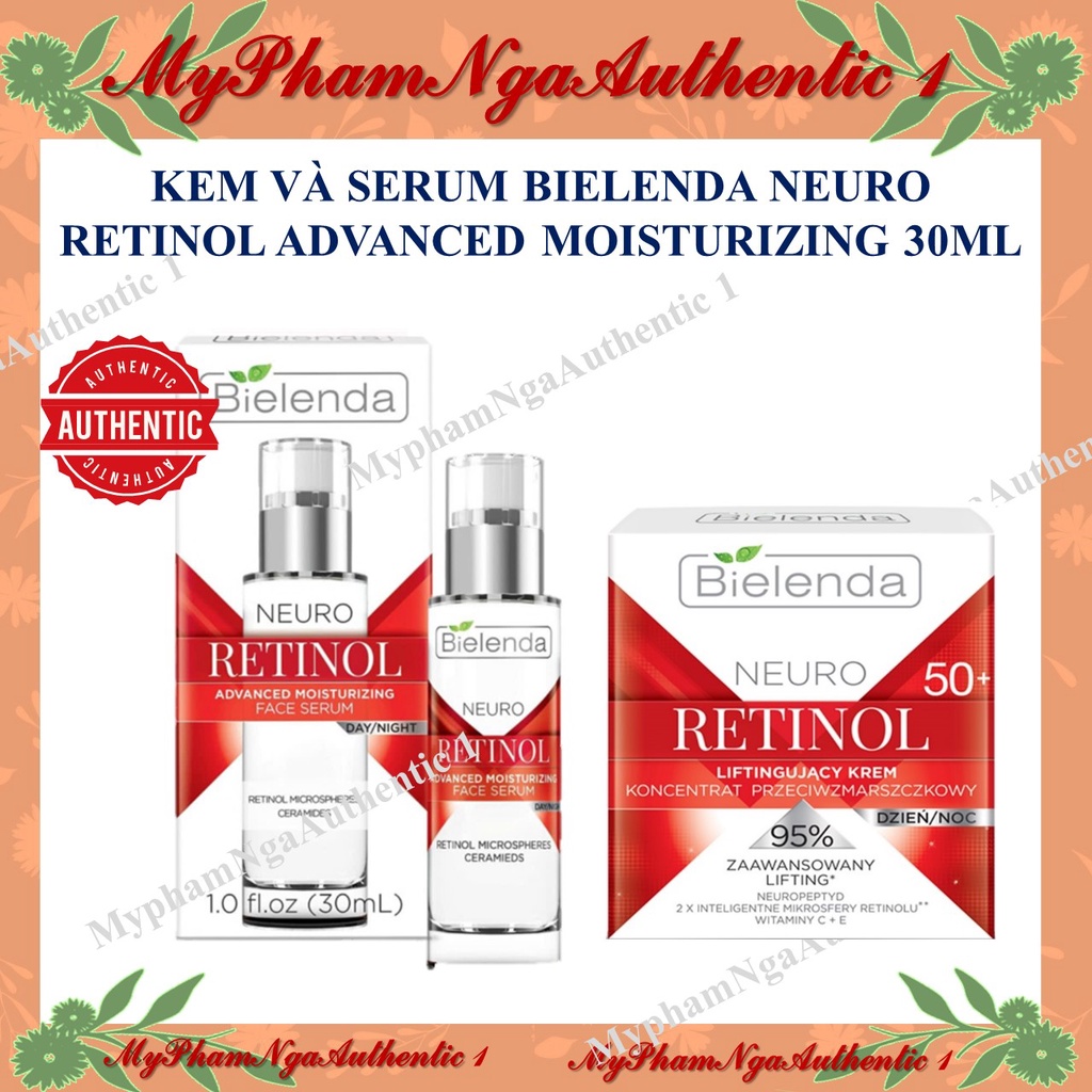 Kem / Serum Bielenda Retinol Neuro trẻ hoá,  căng mịn da, mờ nhăn thâm sẹo